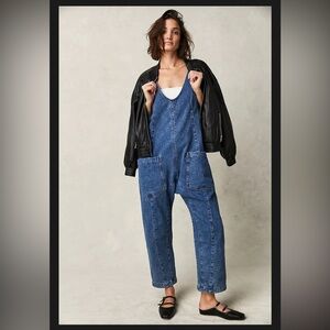 ⭐️NWT Free People We The Free High Roller Sapphire Blue Jumpsuit Sz S